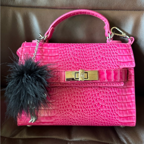 Steve Madden Handbags - Steve Madden Pink Croc-Embossed Satchel